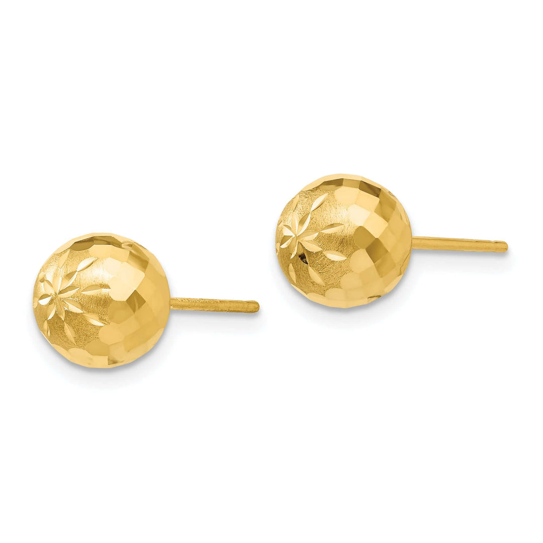 Lovely Rita's Earrings 14K Yellow Gold Polished Diamond-Cut 8mm Mirror Ball Post Earrings