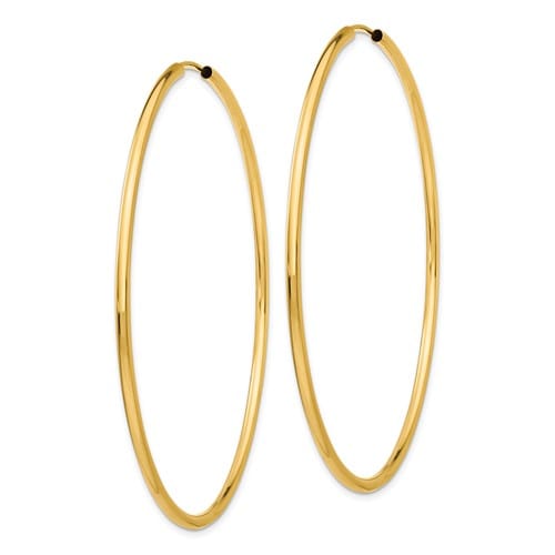 Lovely Rita's Earrings 14k Yellow Gold Polished Endless Hoops 2mm x 65mm