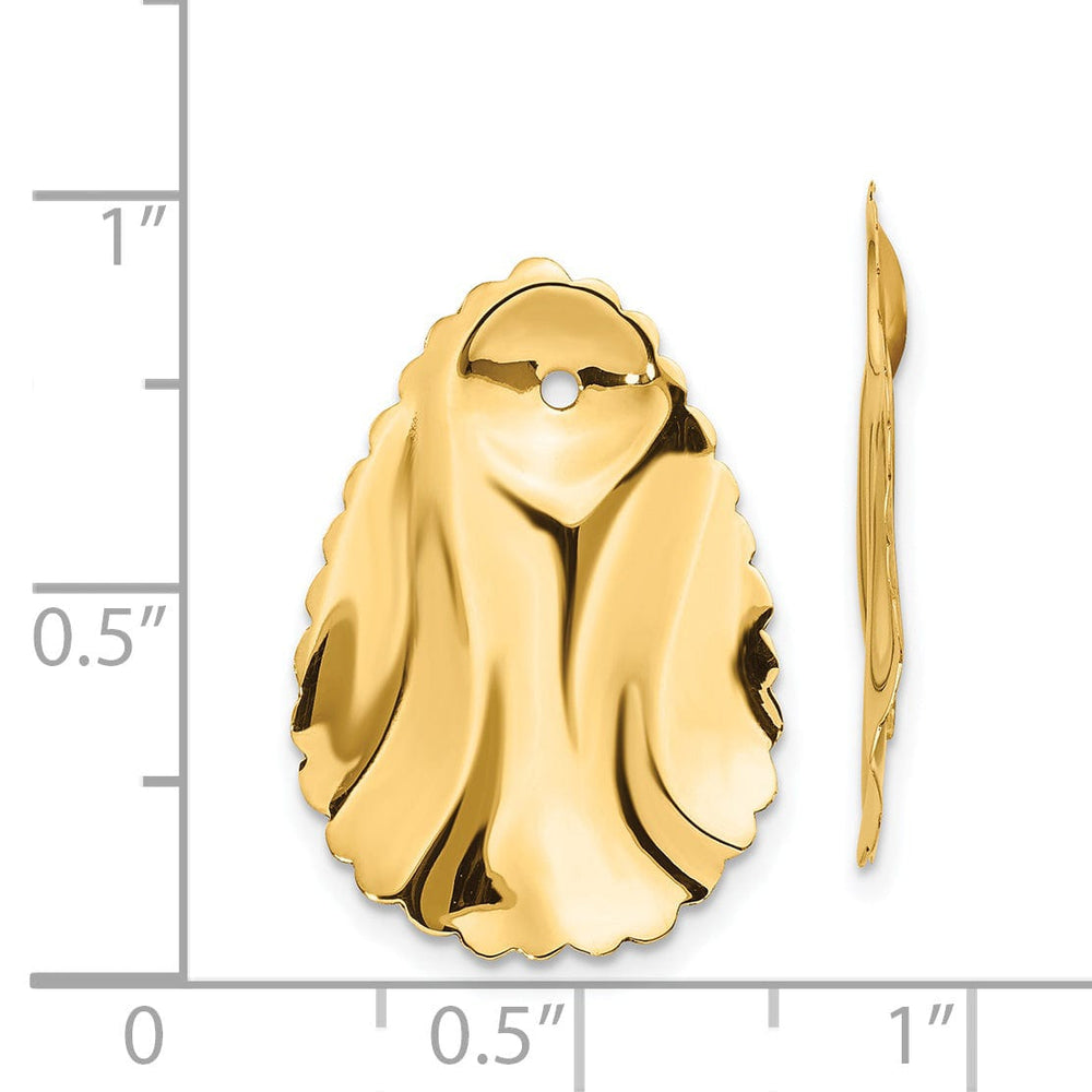 Lovely Rita's Earrings 14k Yellow Gold Polished Hammered Oval Shape Earring Jackets