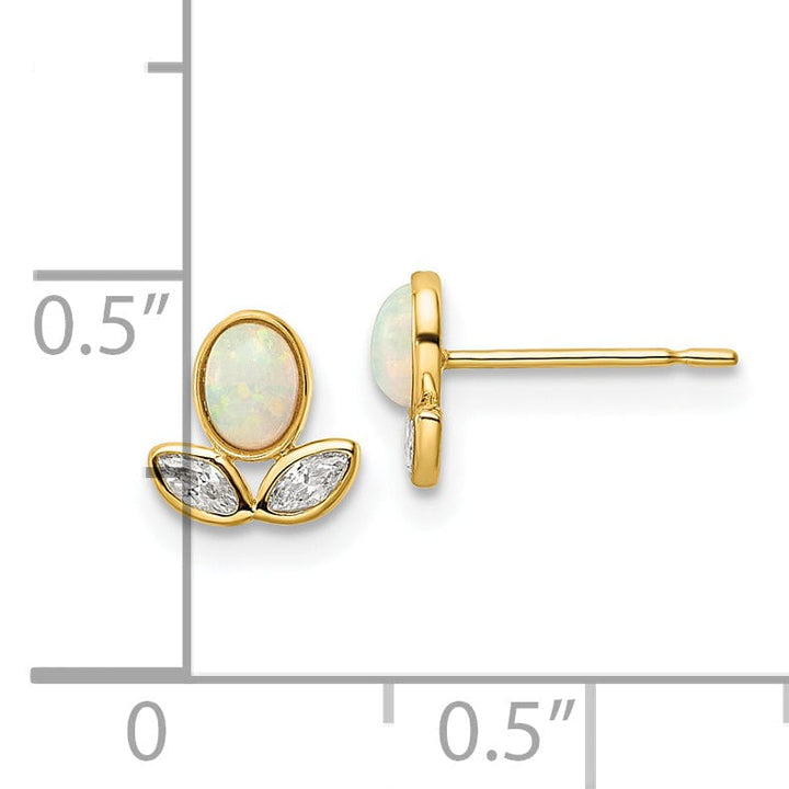 Lovely Rita's Earrings 14K Yellow Gold Polished Polished 6.75mm CZ & Opal Post Earrings