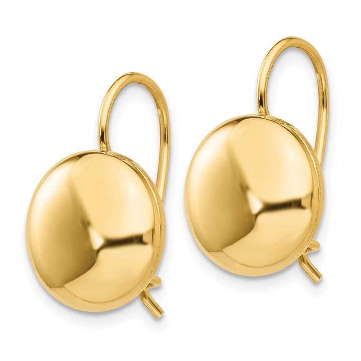 Lovely Rita's Earrings 14K Yellow Gold Premium Polished 12mm Button Kidney Wire Earrings
