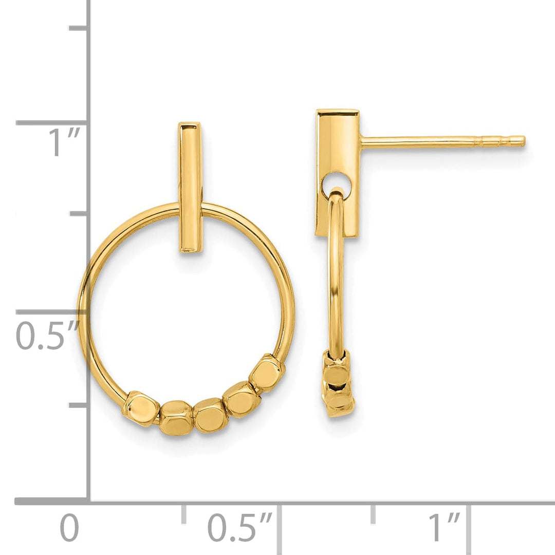 Lovely Rita's Earrings 14K Yellow Gold Premium Polished 14.5mm Circle Post Dangle Earrings