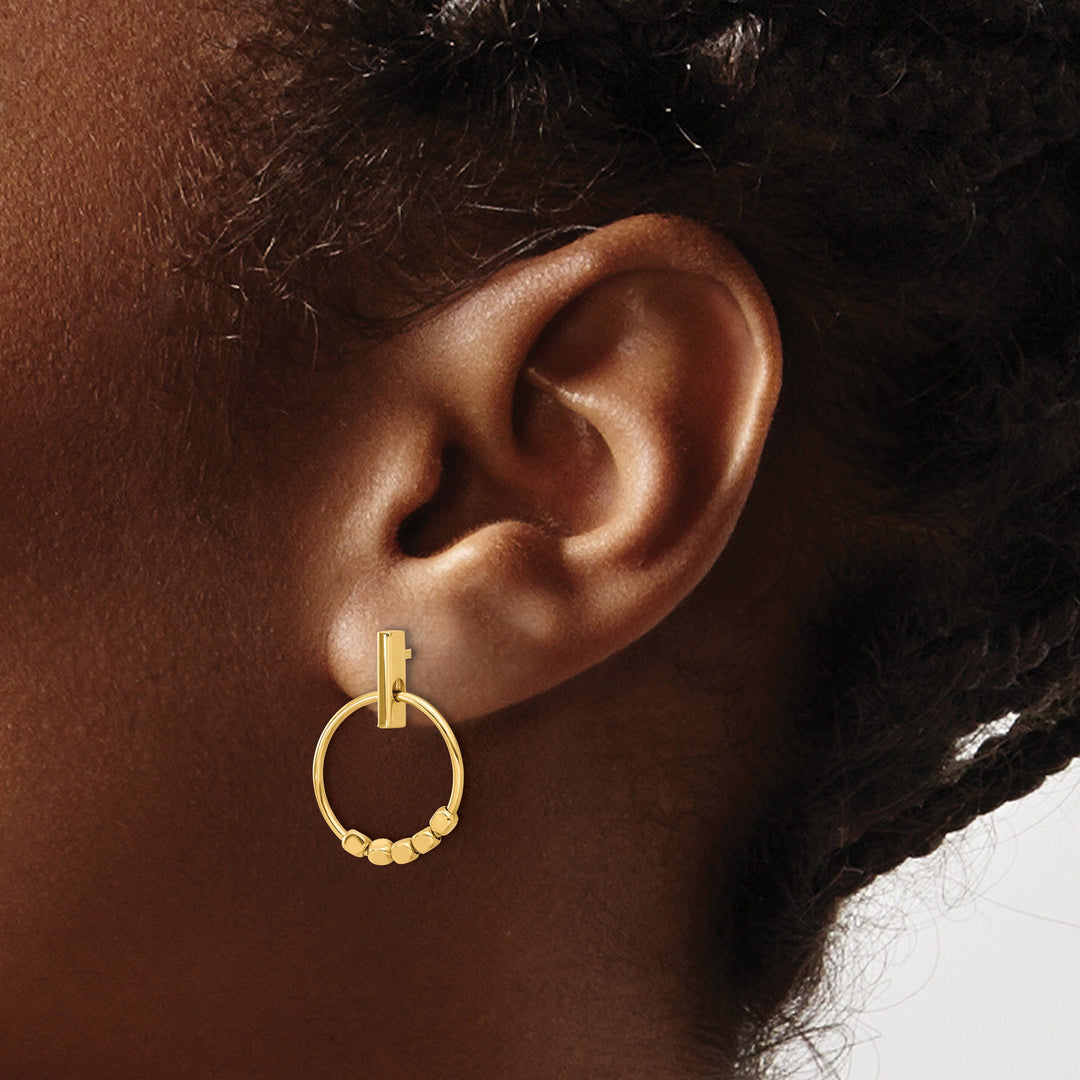 Lovely Rita's Earrings 14K Yellow Gold Premium Polished 14.5mm Circle Post Dangle Earrings