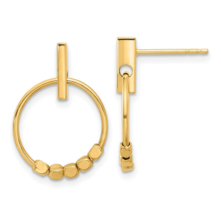 Lovely Rita's Earrings 14K Yellow Gold Premium Polished 14.5mm Circle Post Dangle Earrings