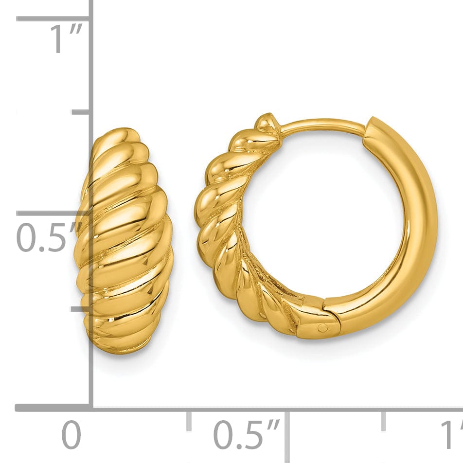 Lovely Rita's Earrings 14K Yellow Gold Premium Polished 16mm Twisted Hinged Hoop Earrings