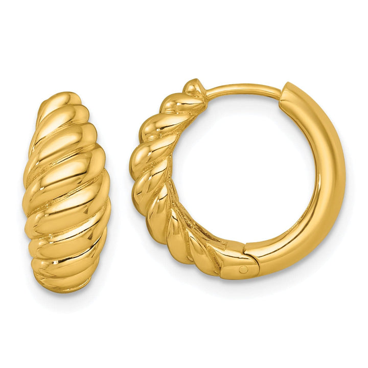Lovely Rita's Earrings 14K Yellow Gold Premium Polished 16mm Twisted Hinged Hoop Earrings