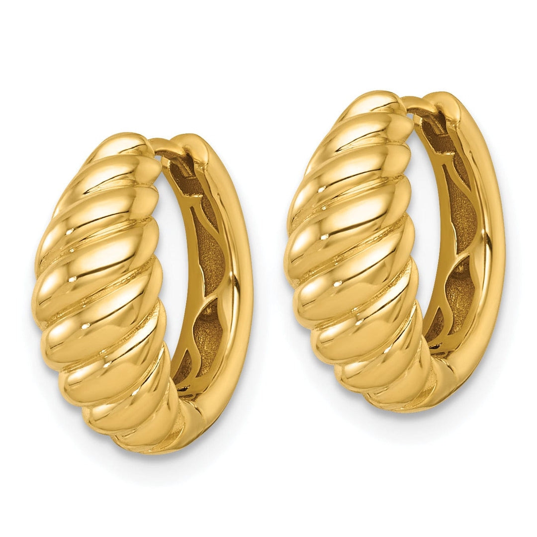 Lovely Rita's Earrings 14K Yellow Gold Premium Polished 16mm Twisted Hinged Hoop Earrings