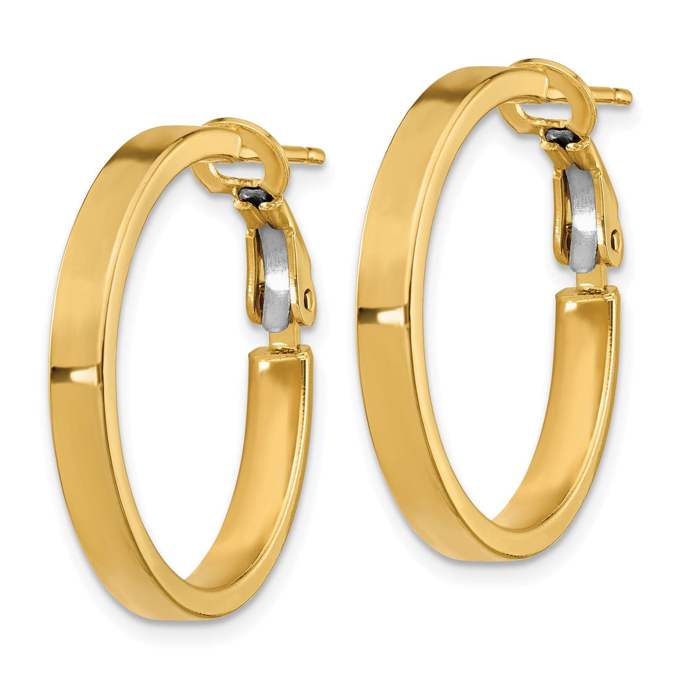 Lovely Rita's Earrings 14K Yellow Gold Premium Polished 24.5mm Square Tube Omega Hoops