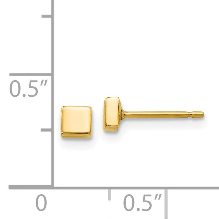 Lovely Rita's Earrings 14K Yellow Gold Premium Polished 3.5mm Square Post Earrings
