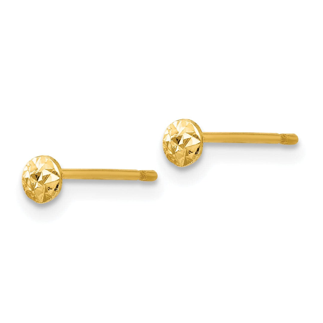 Lovely Rita's Earrings 14K Yellow Gold Premium Polished 3mm Puff Circle Button Post Earrings