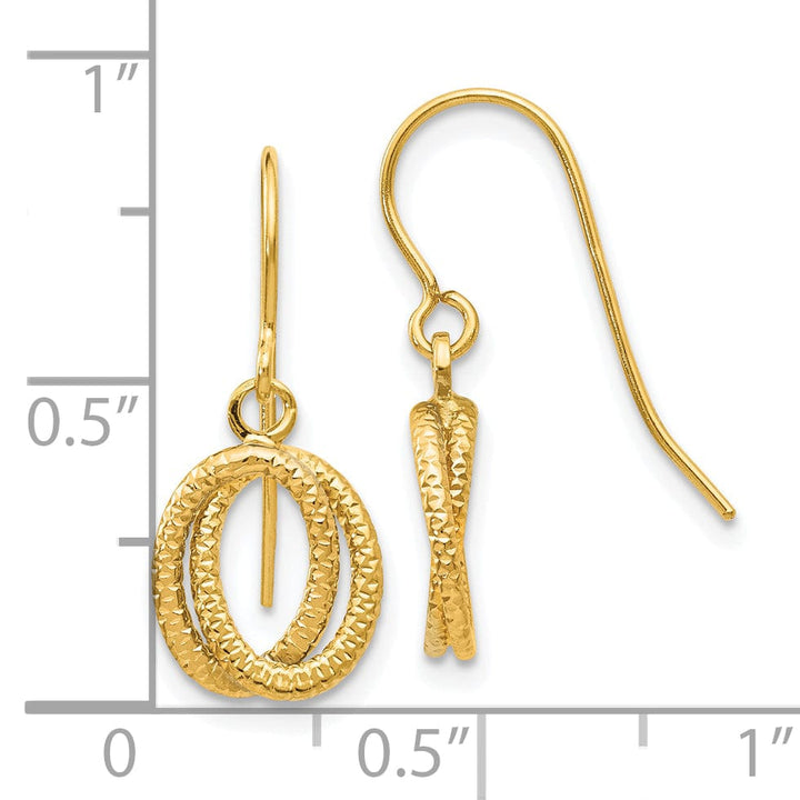 Lovely Rita's Earrings 14K Yellow Gold Premium Textured 9mm Textured Fancy Dangle Earrings