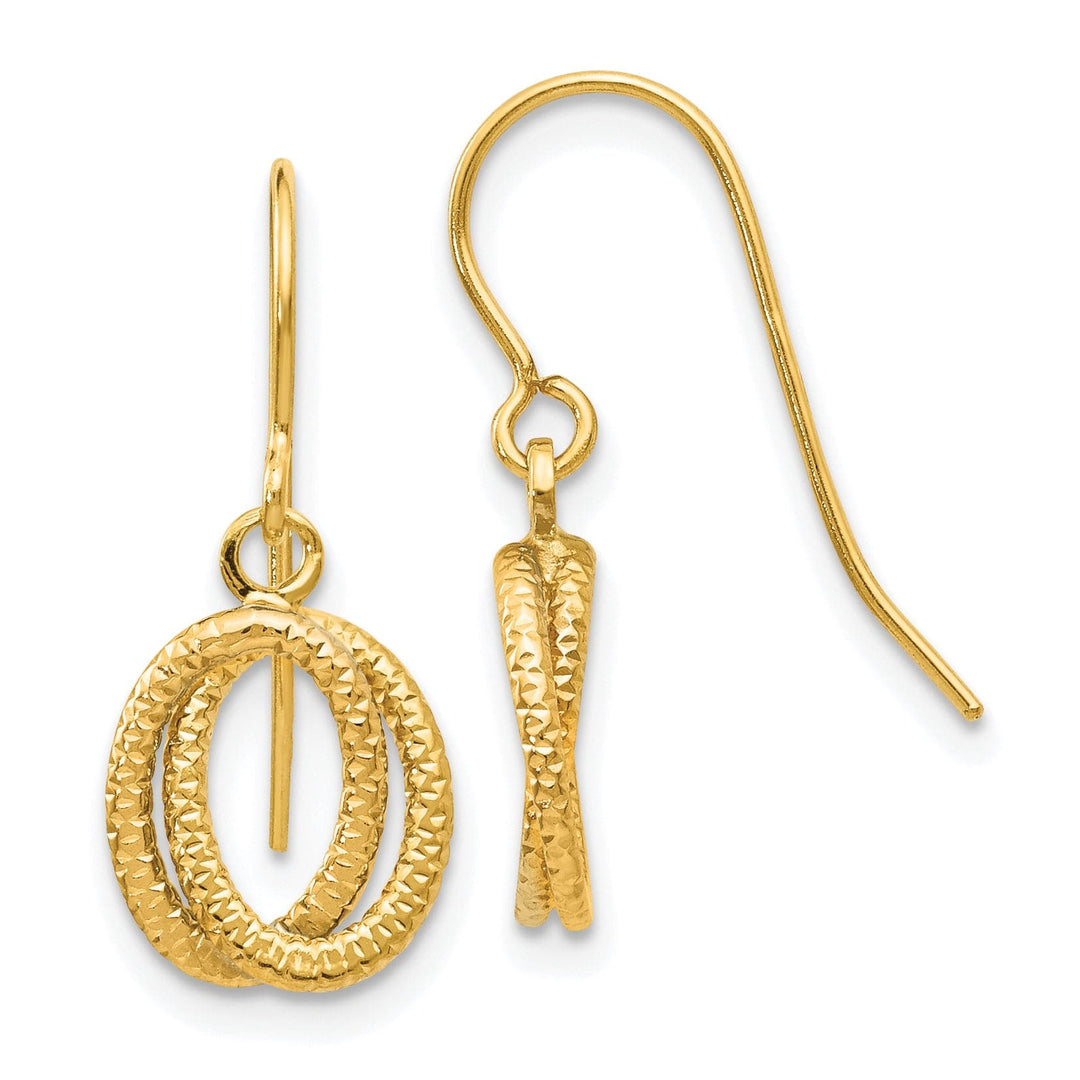Lovely Rita's Earrings 14K Yellow Gold Premium Textured 9mm Textured Fancy Dangle Earrings