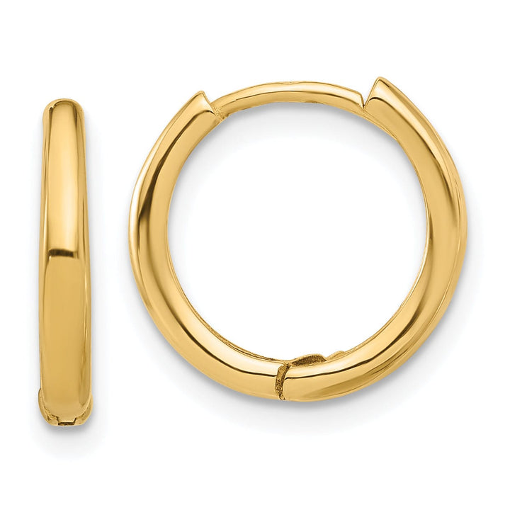 Lovely Rita's Earrings 14K Yellow Gold Pretty Polished 14.3mm Round Hinged Hoop Earrings