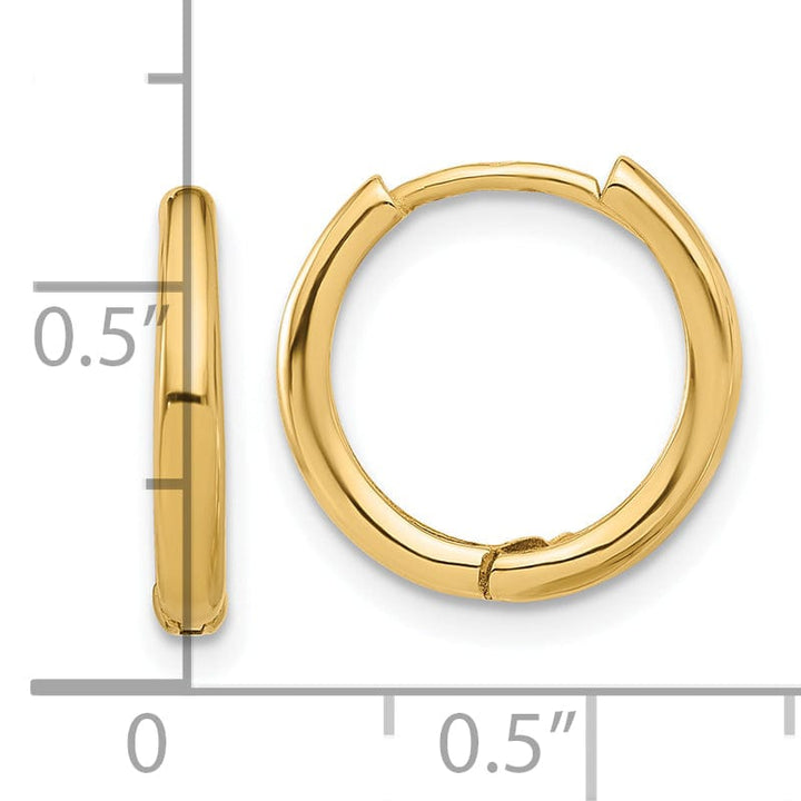 Lovely Rita's Earrings 14K Yellow Gold Pretty Polished 14.3mm Round Hinged Hoop Earrings
