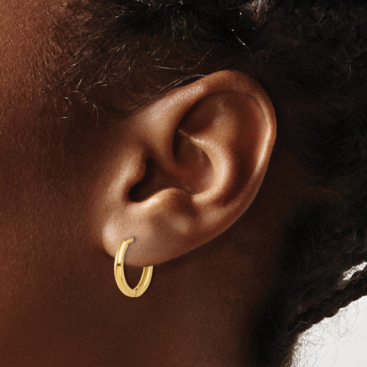 Lovely Rita's Earrings 14K Yellow Gold Pretty Polished 14.3mm Round Hinged Hoop Earrings