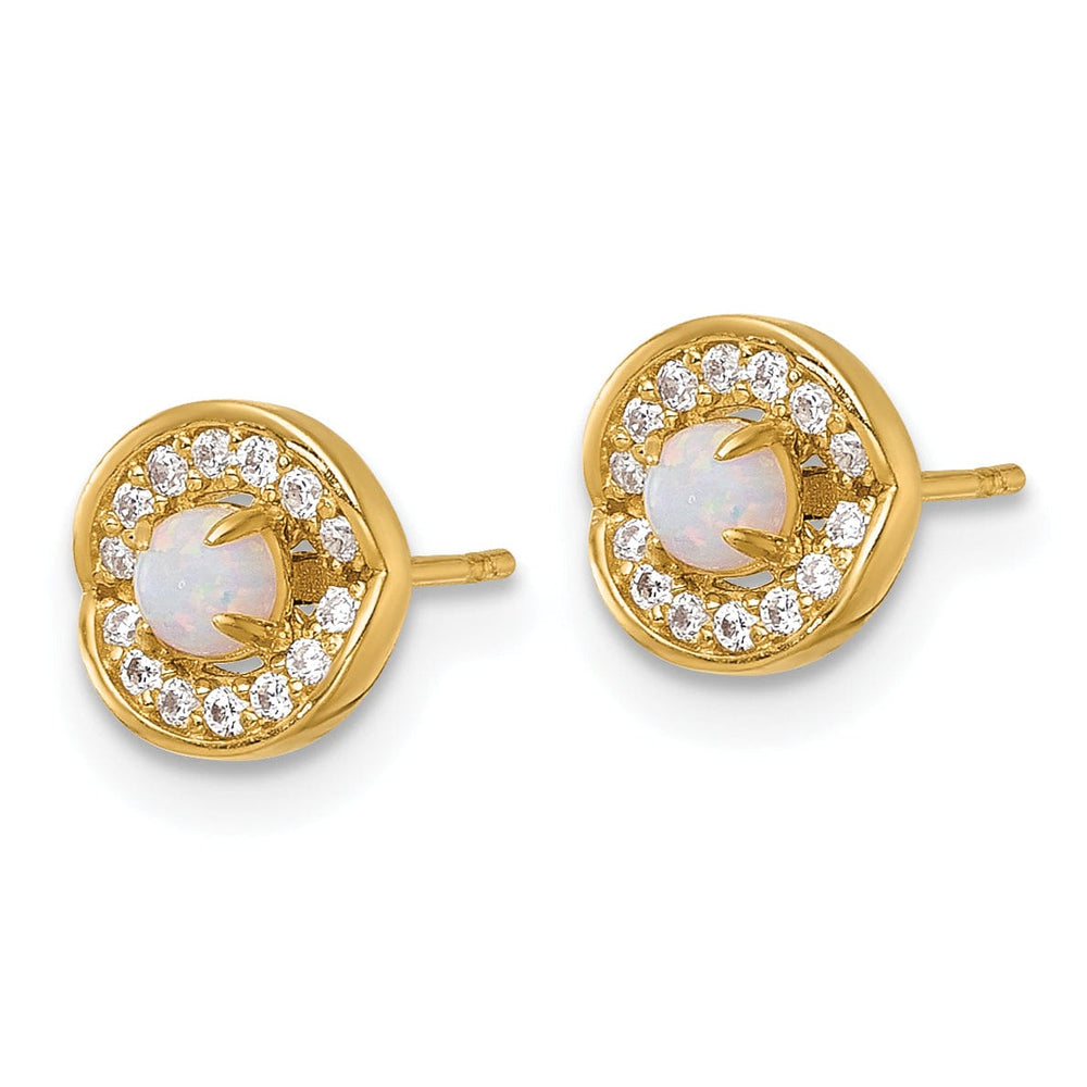 Lovely Rita's Earrings 14K Yellow Gold Pretty Polished 7mm CZ Halo Post Earrings