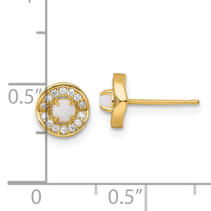 Lovely Rita's Earrings 14K Yellow Gold Pretty Polished 7mm CZ Halo Post Earrings