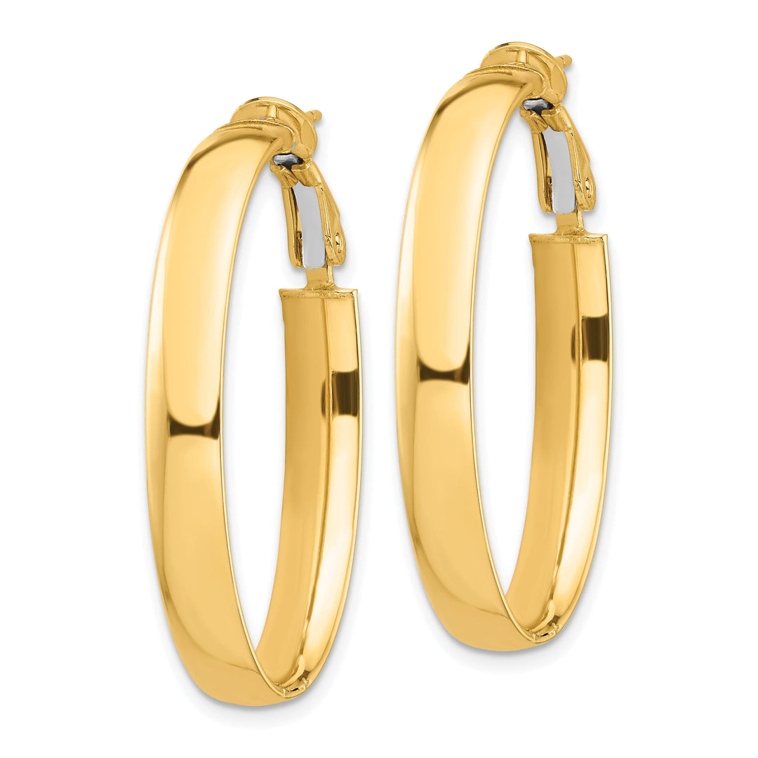 Lovely Rita's Earrings 14K Yellow Gold Radiant High Polished 22.58mm Oval Omega Hoops