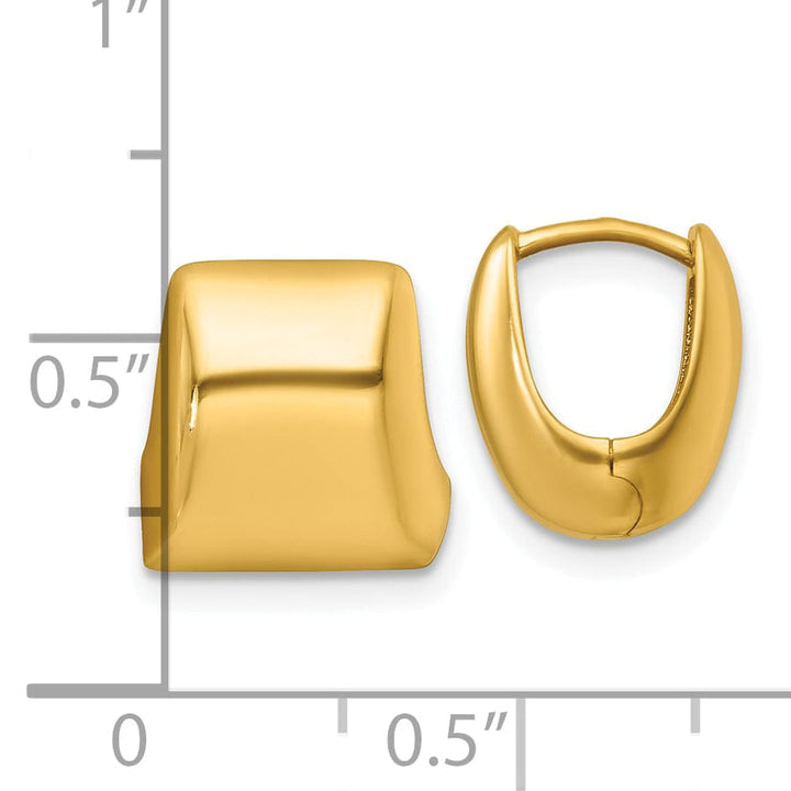 Lovely Rita's Earrings 14K Yellow Gold Radiant Polished 12mm Square Hinged Hoop Earrings