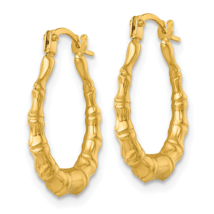 Lovely Rita's Earrings 14K Yellow Gold Radiant Polished 16.7 mm Bamboo Hoop Earrings