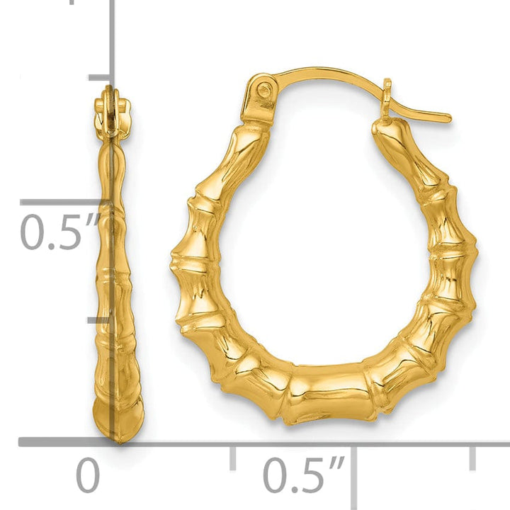 Lovely Rita's Earrings 14K Yellow Gold Radiant Polished 16.7 mm Bamboo Hoop Earrings