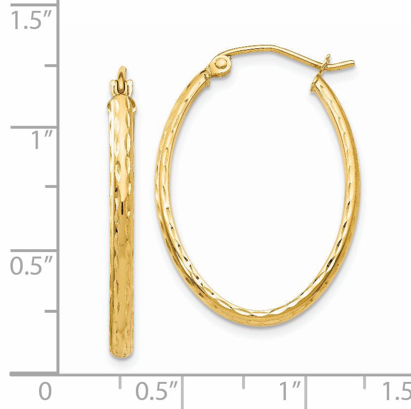 Lovely Rita's Earrings 14K Yellow Gold Radiant Polished 20.5 mm Oval Tube Hoop Earrings