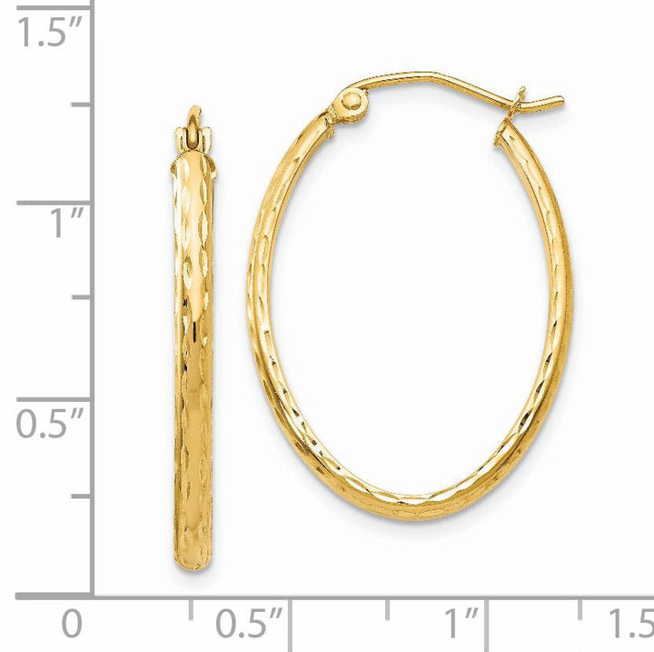 Lovely Rita's Earrings 14K Yellow Gold Radiant Polished 20.5 mm Oval Tube Hoop Earrings