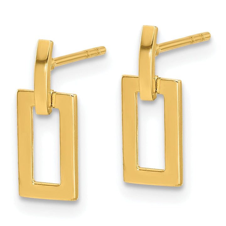 Lovely Rita's Earrings 14K Yellow Gold Radiant Polished 5.4mm Rectangle Dangle Post Earrings