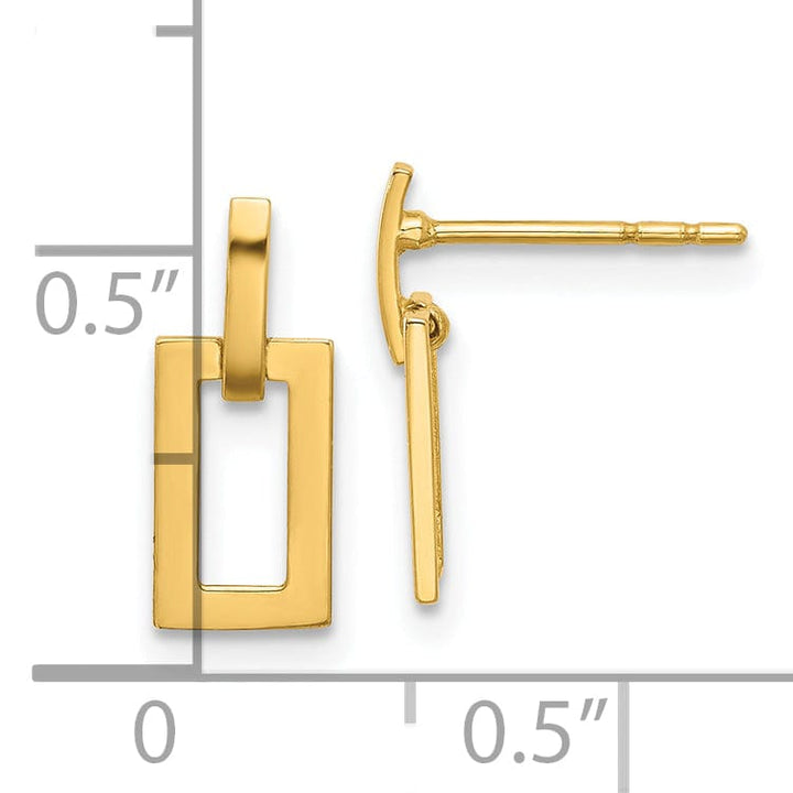 Lovely Rita's Earrings 14K Yellow Gold Radiant Polished 5.4mm Rectangle Dangle Post Earrings