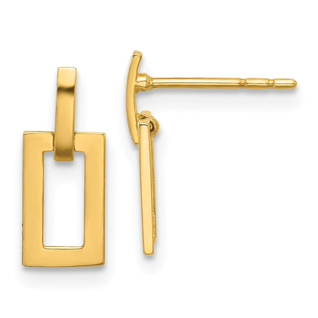 Lovely Rita's Earrings 14K Yellow Gold Radiant Polished 5.4mm Rectangle Dangle Post Earrings
