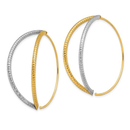 Lovely Rita's Earrings 14K Yellow Gold Radiant Rhodium Diamond-Cut 41mm Threader Earrings