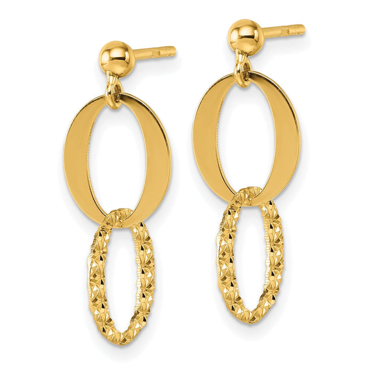 Lovely Rita's Earrings 14K Yellow Gold Radiant Textured 9.5mm Oval Post Dangle Earrings