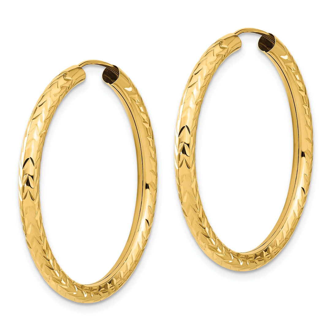 Lovely Rita's Earrings 14K Yellow Gold Refined D.C 3.00x35mm Endless Hoop Earrings