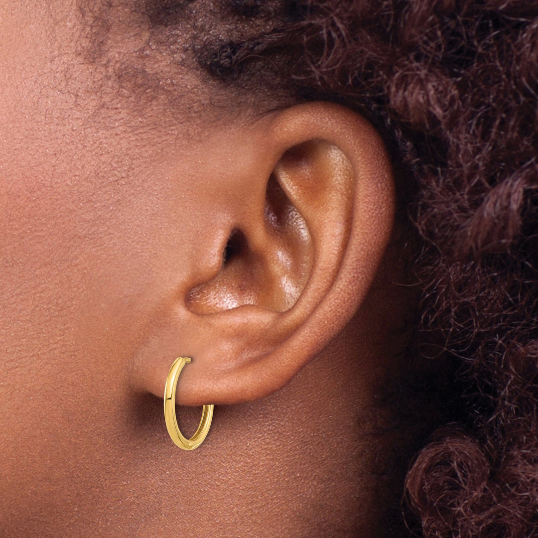 Lovely Rita's Earrings 14K Yellow Gold Refined Polished 16.5mm Round Hinged Hoop Earrings