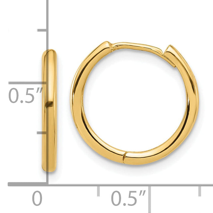 Lovely Rita's Earrings 14K Yellow Gold Refined Polished 16.5mm Round Hinged Hoop Earrings