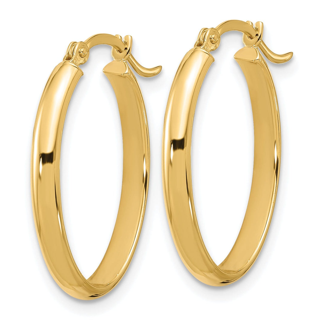 Lovely Rita's Earrings 14K Yellow Gold Refined Polished 17 mm Oval Tube Hoop Earrings