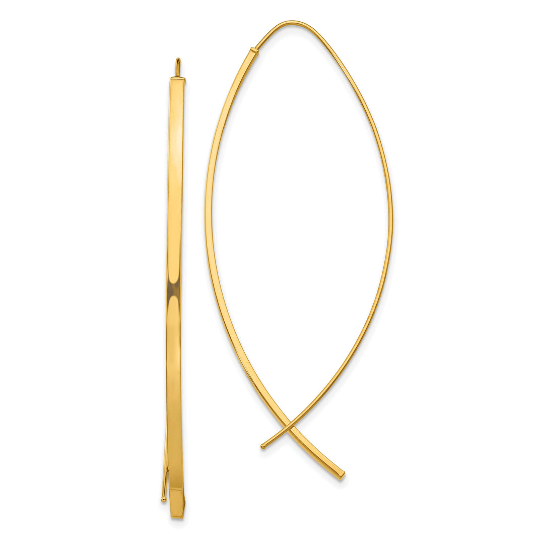 Lovely Rita's Earrings 14K Yellow Gold Refined Polished 22.6mm Square Tube Threader Earrings