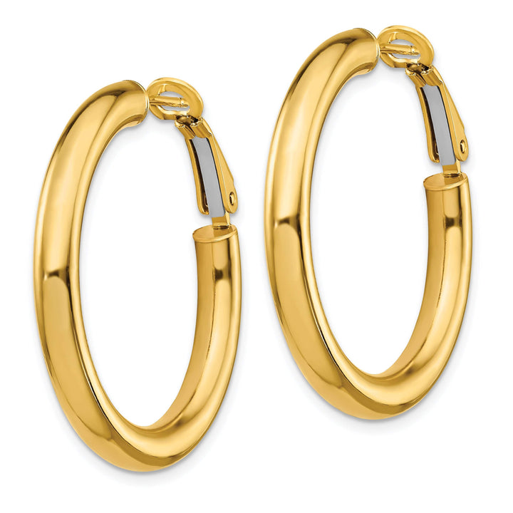 Lovely Rita's Earrings 14K Yellow Gold Refined Polished 34mm Round Tube Omega Hoops