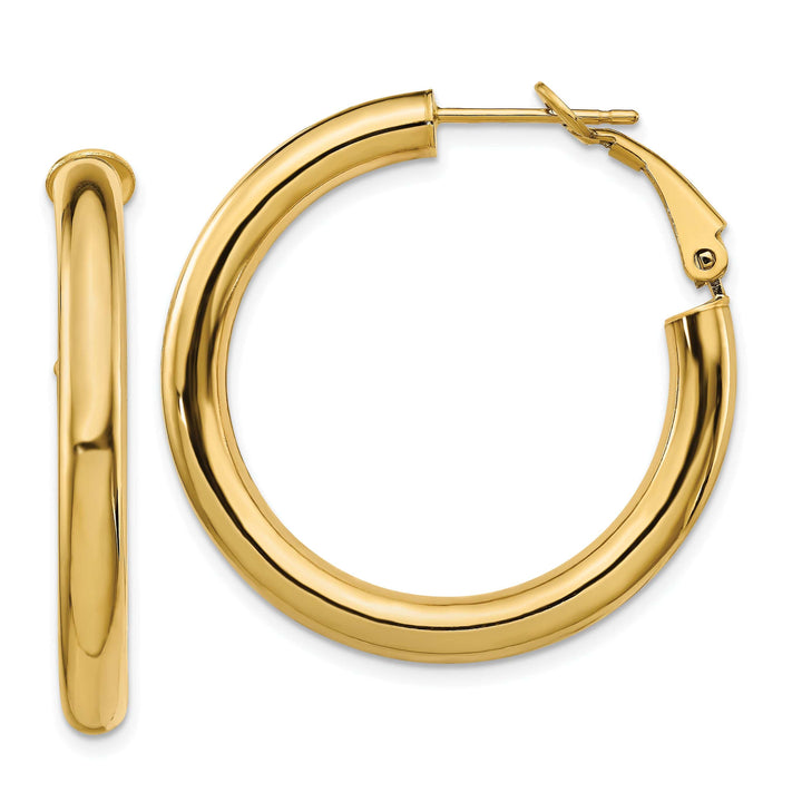 Lovely Rita's Earrings 14K Yellow Gold Refined Polished 34mm Round Tube Omega Hoops