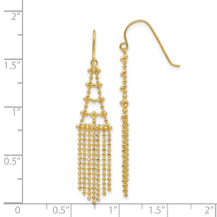 Lovely Rita's Earrings 14K Yellow Gold Refined Polished 9 mm Beaded Dangle Earrings