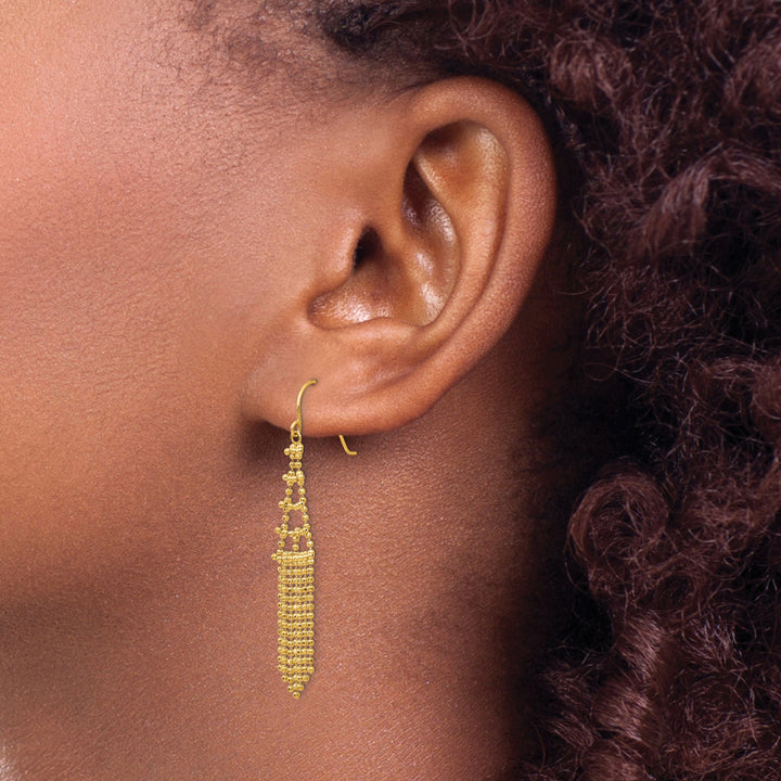 Lovely Rita's Earrings 14K Yellow Gold Refined Polished 9 mm Beaded Dangle Earrings