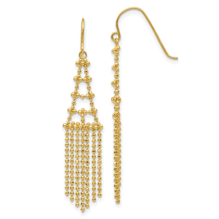 Lovely Rita's Earrings 14K Yellow Gold Refined Polished 9 mm Beaded Dangle Earrings