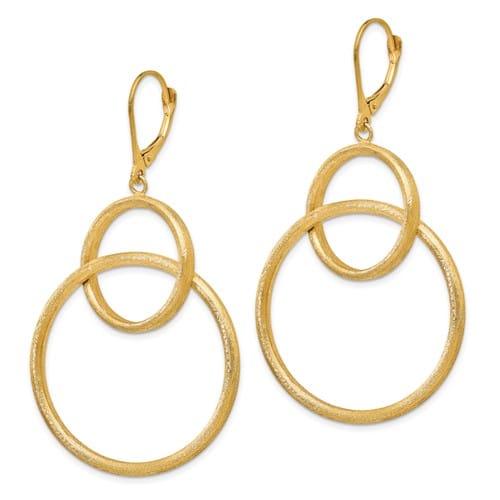 Lovely Rita's Earrings 14k Yellow Gold Round Leverback Dangle Earrings