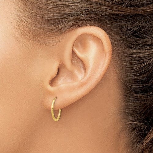 Lovely Rita's Earrings 14k Yellow Gold Satin D.C Endless Hoops 1.5mm x 14mm