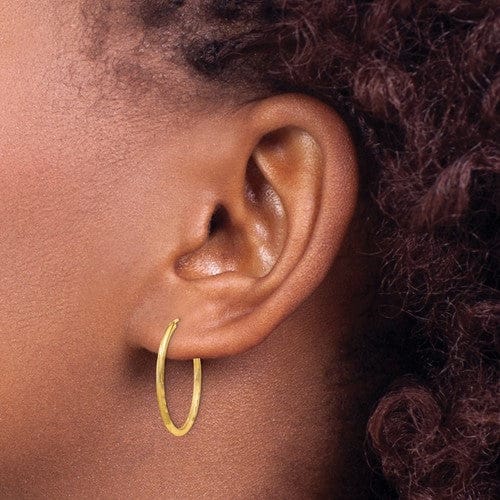 Lovely Rita's Earrings 14k Yellow Gold Satin D.C Endless Hoops 1.5mm x 22mm