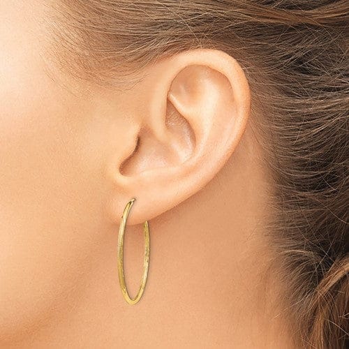 Lovely Rita's Earrings 14k Yellow Gold Satin D.C Endless Hoops 1.5mm x 30mm