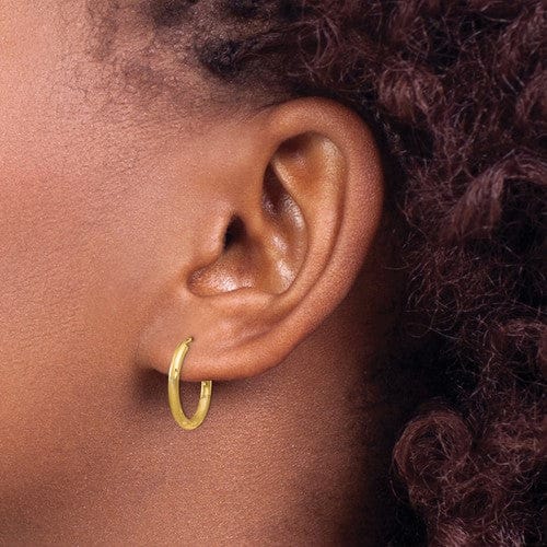 Lovely Rita's Earrings 14k Yellow Gold Satin D.C Endless Hoops 2mm x 18mm