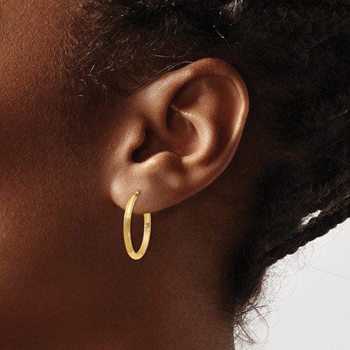 Lovely Rita's Earrings 14k Yellow Gold Satin D.C Endless Hoops 2mm x 20mm