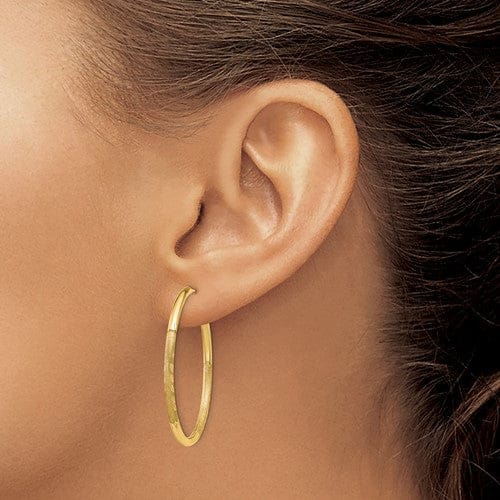 Lovely Rita's Earrings 14k Yellow Gold Satin D.C Endless Hoops 2mm x 30mm
