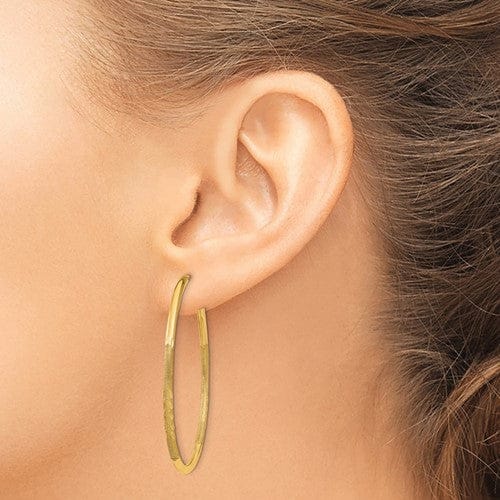 Lovely Rita's Earrings 14k Yellow Gold Satin D.C Endless Hoops 2mm x 40mm